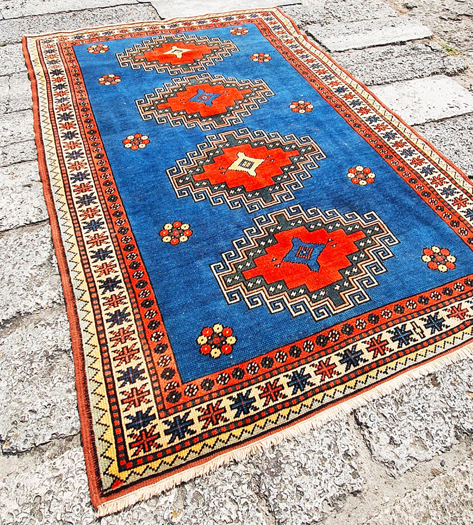 Bohemian area rug, Rustic decor, Natural rug, Turkish rug, Vintage rug, cheapest Handmade rug, Kitchen rug, Wool rug, Boho rug, 4.3 x 5.5 Ft Cod5963