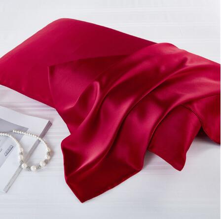 FP Bedding Funda de almohada de seda roja